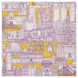 Tecido Filadélfia toile roxo amarelo