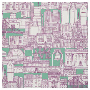 Tecido Filadélfia toile roxo hortelã