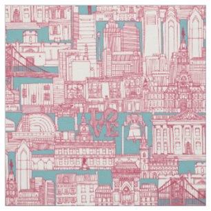 Tecido Filadélfia toile viva magenta turquesa
