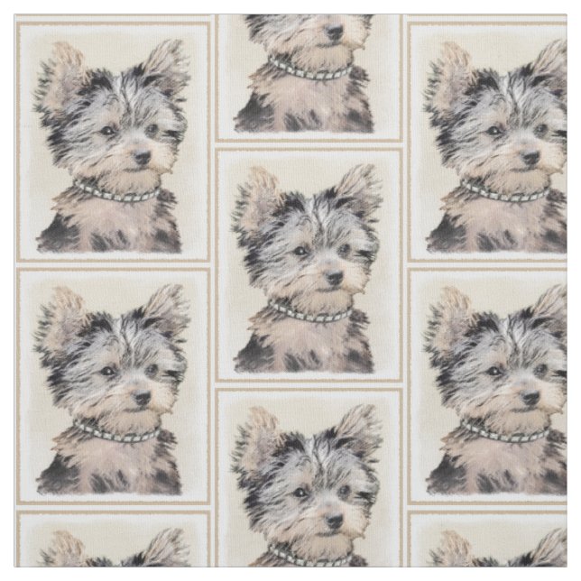 Tecido Filhote de cachorro do yorkshire terrier que pinta (Modelo)