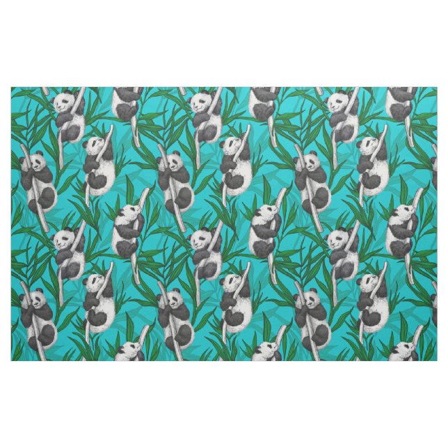 Tecido Filhotes de Panda em turquesa (Fat Quarter)