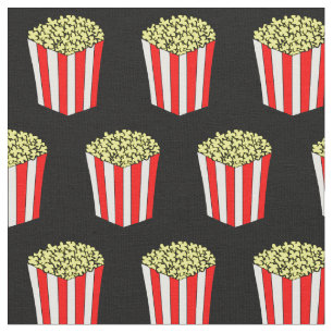 Tecido Filme Theater Popcorn Box Retro Black Patterno