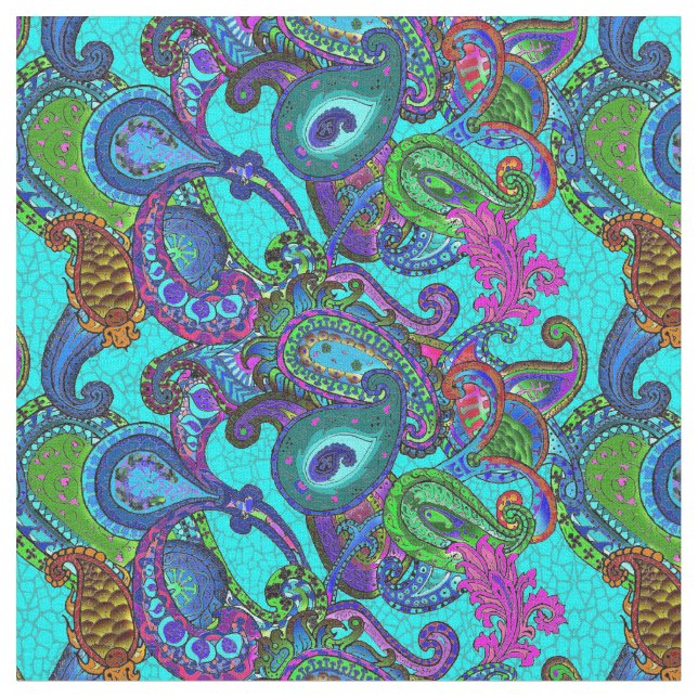 Tecido Fio de mescla Paisley no azul, escuro (Detalhe)