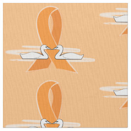 Tecido Fita alaranjada da consciência com cisnes