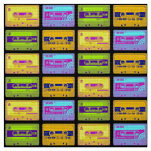 Tecido Fitas Cassete Retro Pop Art dos Anos 80