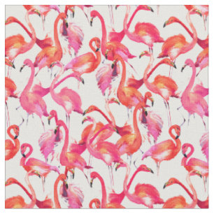 Tecido Flamingo da aguarela nas aguarelas