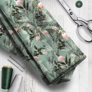 Tecido Flamingo Orchid Tropical Pattern Sage ID868