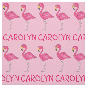 Tecido Flamingo Pássaro Rosa Flamingos Nome Personalizado