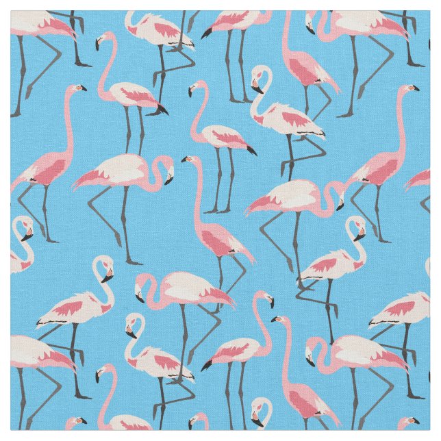Tecido Flamingo Pattern on Summer Blue (Detalhe)