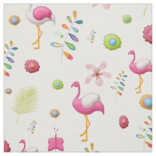 Tecido Flamingos cor-de-rosa