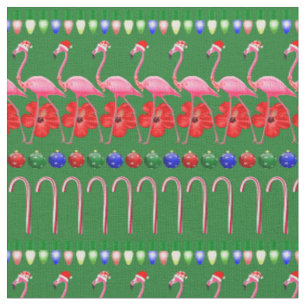 Tecido Flamingos cor-de-rosa tropical de Natal feio no Na