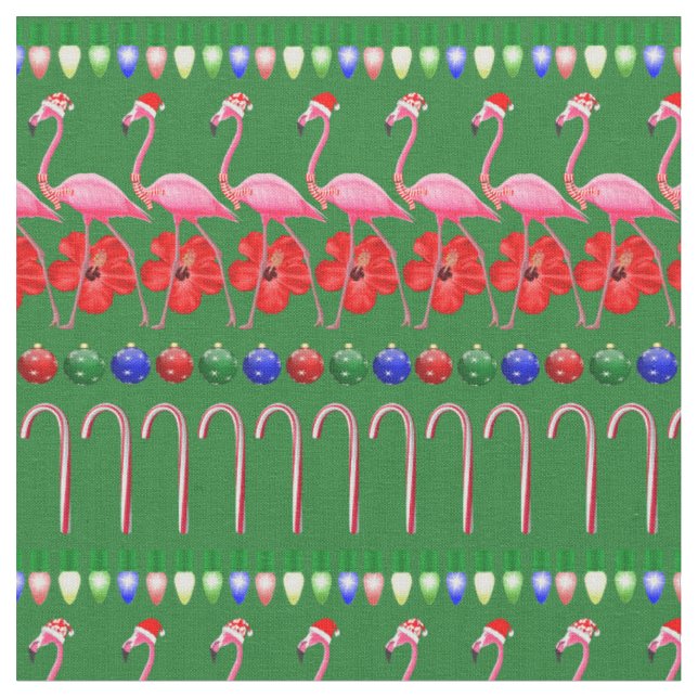 Tecido Flamingos cor-de-rosa tropical de Natal feio no Na (Detalhe)