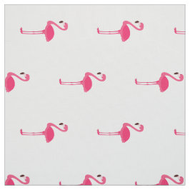 Tecido Flamingos cor-de-rosa tropical em branco