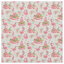 flamingos e flores tropicais