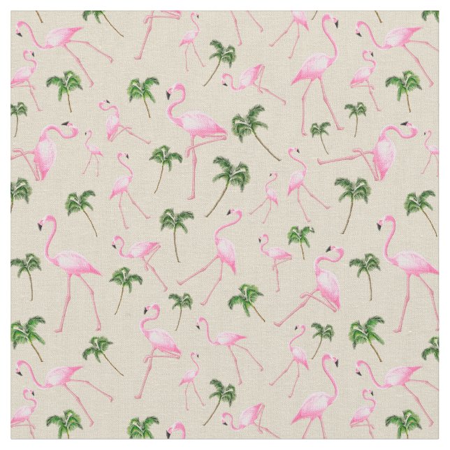 Tecido Flamingos e Palmeiras (Detalhe)