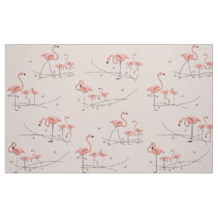Tecido Flamingos Rosa Padrão grande múltiplo