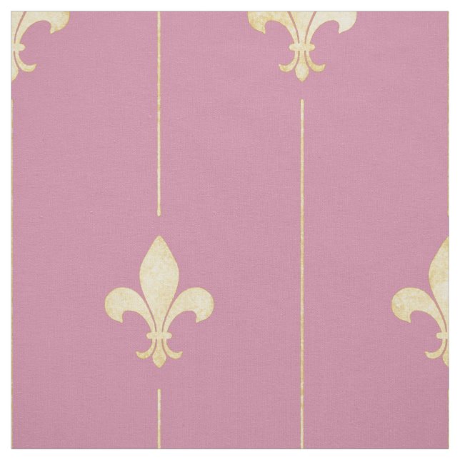Tecido Fleur-de-Lis Dourado com rosa (grande escala) (Modelo)