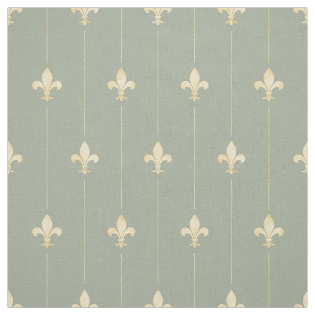 Tecido Fleur-de-Lis Dourado com Sage de Linhas (pequena e (Modelo)