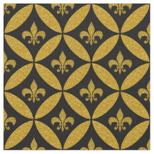 Tecido Fleur de Lis Eternity Patterne Faux Dourado   Pret