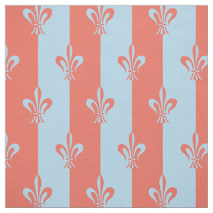 Tecido Fleur de Lis Light Blue & Terra Cotta