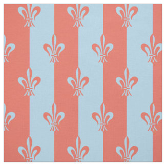 Tecido Fleur de Lis Light Blue & Terra Cotta