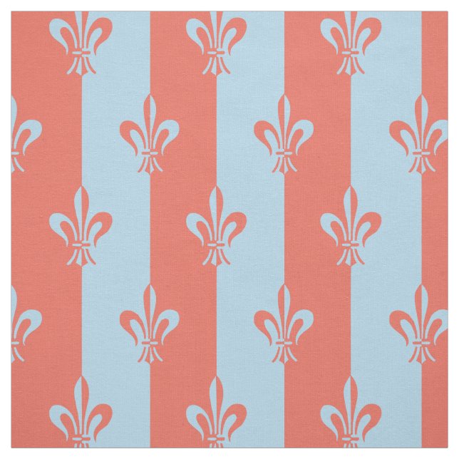 Tecido Fleur de Lis Light Blue & Terra Cotta (Modelo)