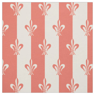 Tecido Fleur de Lis Off White & Terra Cotta Red