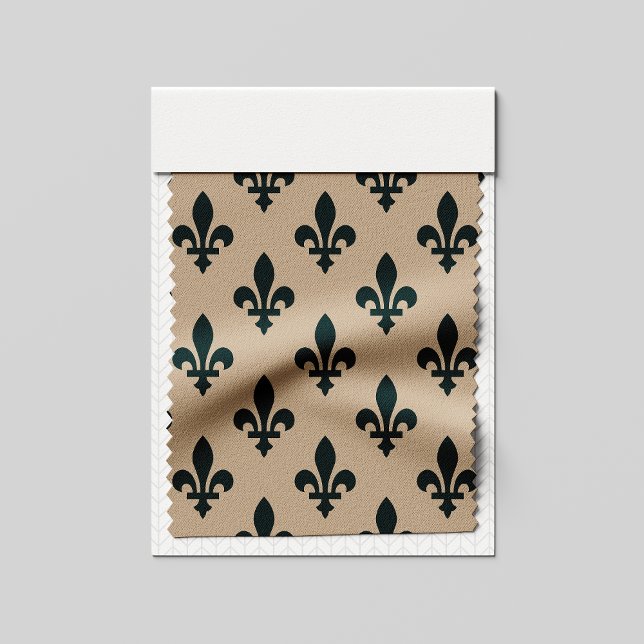 Tecido Fleur de Lis Pattern, Real Verde Francês em Creme (Criador carregado)