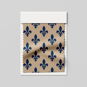 Tecido Fleur de Lis Pattern, Royal French Blue em Creme