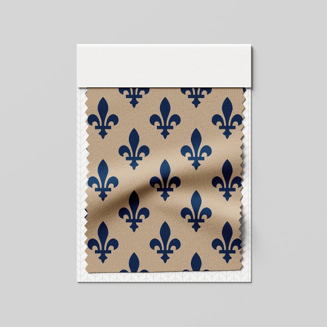 Tecido Fleur de Lis Pattern, Royal French Blue em Creme (Criador carregado)