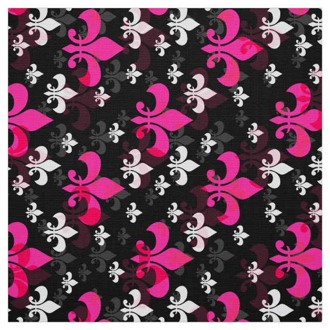 Tecido Fleur De Lis Preto Rosa (Modelo)