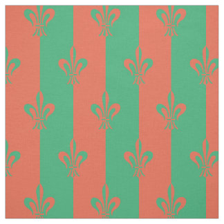 Tecido Fleur de Lis Sea Green e cobre
