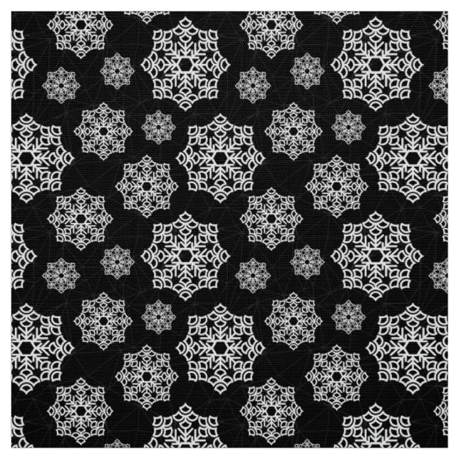 Tecido Floco de neve branco a preto com escamas de peixe (Modelo)