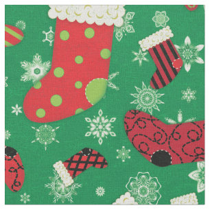 Tecido Floco de Neve - Floco de Neve Verde Vermelho Verde