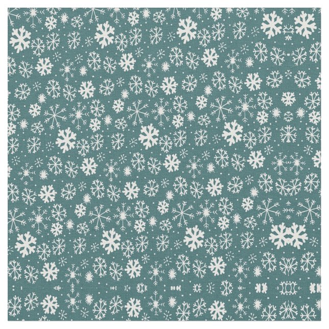 Tecido Floco de neve Tempestade de neve em Azul Aqua (Detalhe)