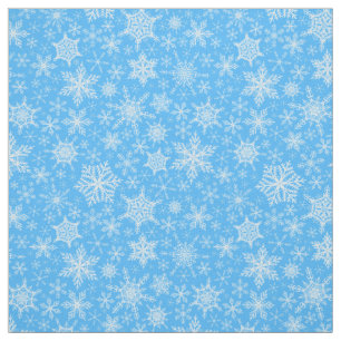 Tecido Flocos de neve azuis