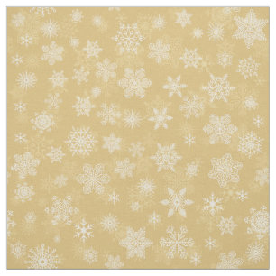 Tecido Flocos de neve brancos, Dourados de Natal