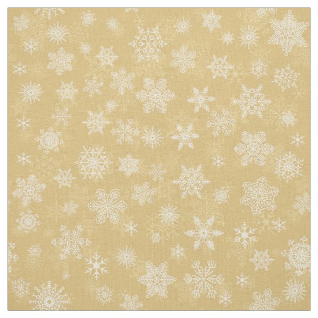 Tecido Flocos de neve brancos, Dourados de Natal (Modelo)