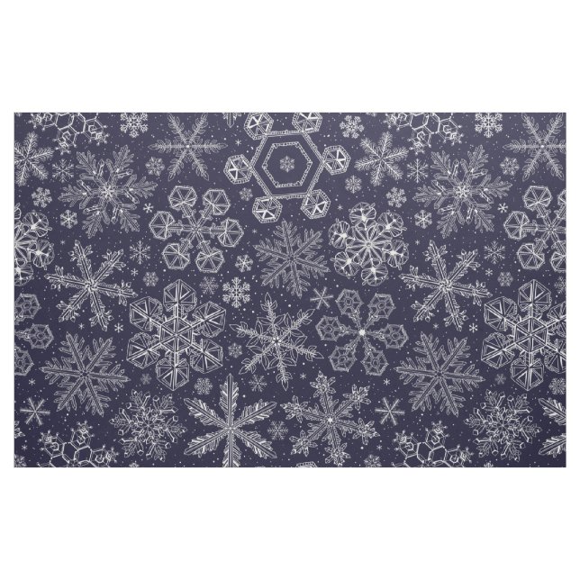 Tecido Flocos de neve brancos em azul (Fat Quarter)