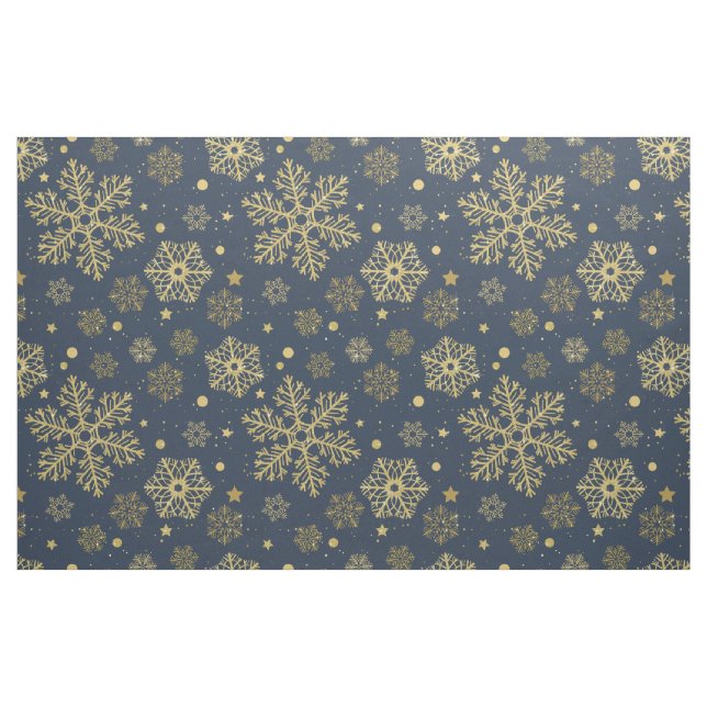 Tecido Flocos de neve do ouro no marinho (Fat Quarter)