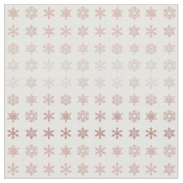 Tecido Flocos de neve Dourados e Rosa elegantes, brancos