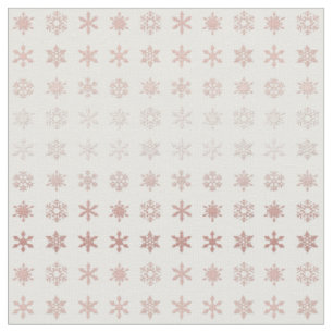 Tecido Flocos de neve Dourados e Rosa elegantes, brancos