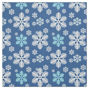 Tecido Flocos de neve em queda azul