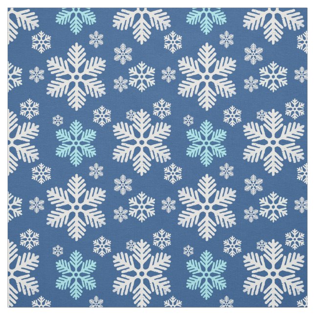Tecido Flocos de neve em queda azul (Modelo)