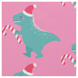 Tecido flocos de neve feios de dinossauro trex de natal