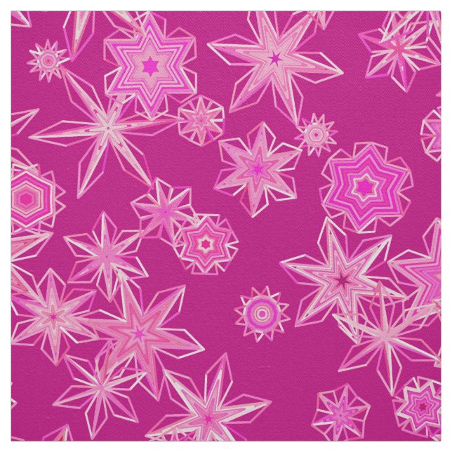 Tecido Flocos de neve geométricos modernos, cor-de-rosa f (Modelo)