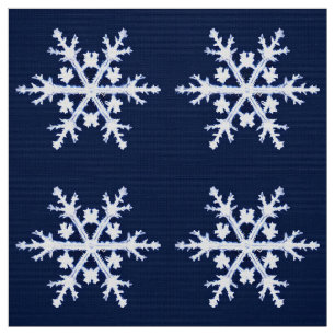 Tecido Flocos de neve gigantes de cristal de gelo no azul