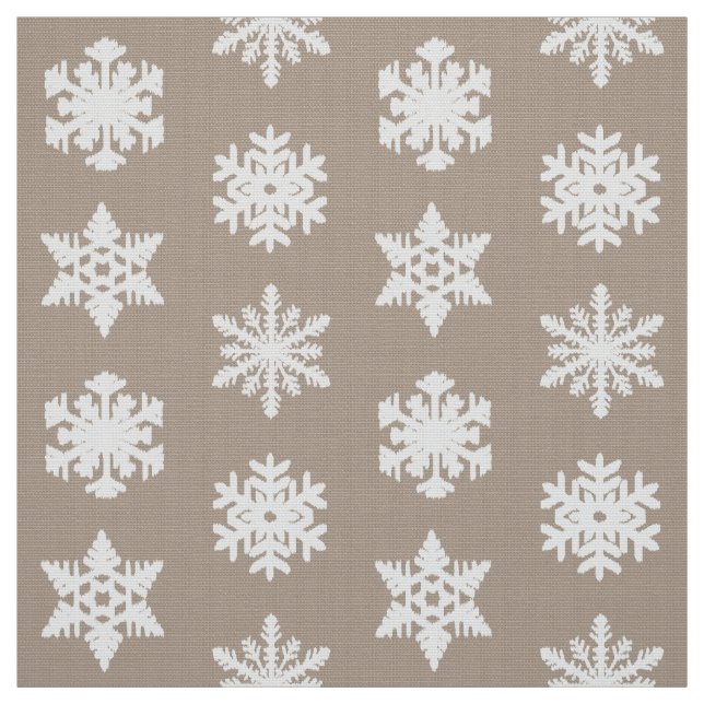Tecido Flocos de neve Ikat - Taupe bronzeado e branco (Modelo)