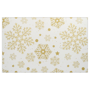 Tecido Flocos de neve ouro
