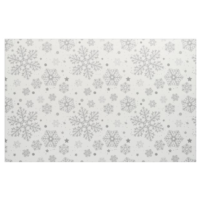 Tecido Flocos de neve prateados em branco (Fat Quarter)